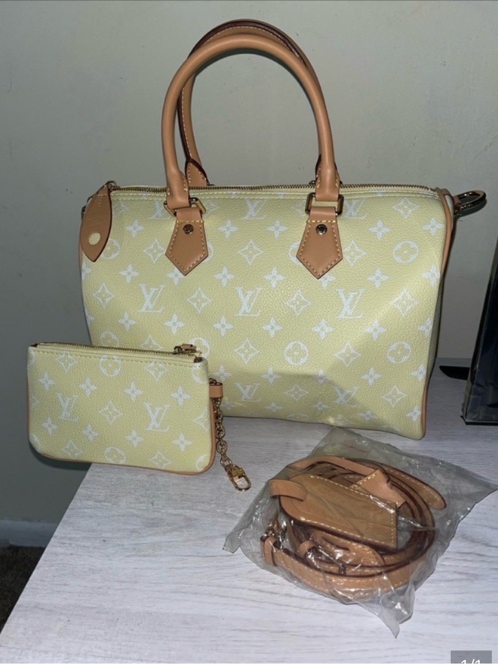 Tommy Hilfiger Yellow Satchel with Tan Trim